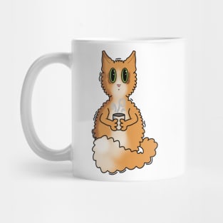 Orange Cat with Coffee Cup Mug